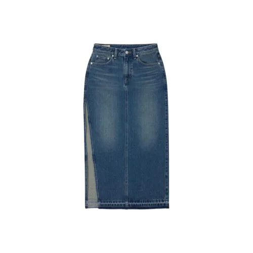 Levi's Denim Long Skirt Women's Dark Blue
