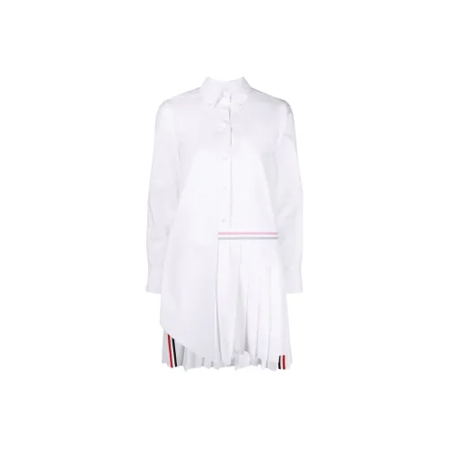 THOM BROWNE Белое Женское Длинное Платье с Рукавами