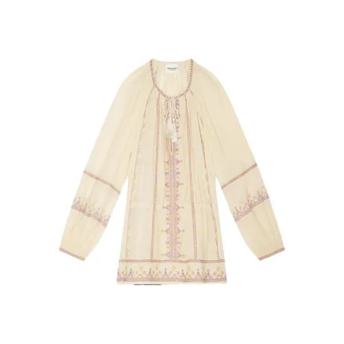 ISABEL MARANT Экрю Женские Длинные Платья с Рукавами