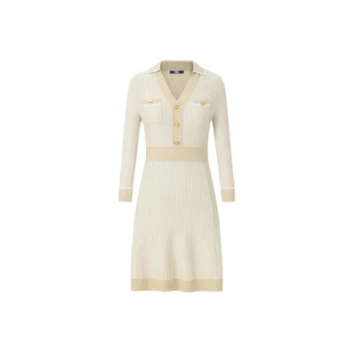 KARL LAGERFELD Длинное платье с длинными рукавами женское бежевый