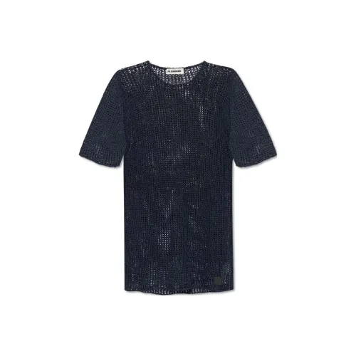 JIL SANDER Черное Женское Короткое Платье с Рукавами