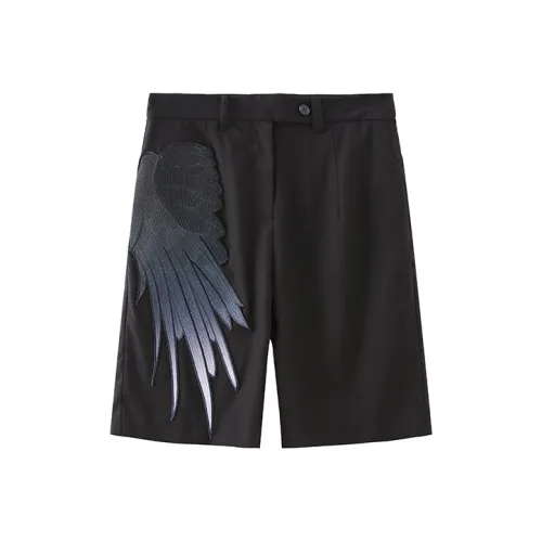 JI CHENG Черные Женские Повседневные Шорты