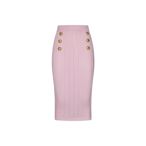 BALMAIN Розовые Женские Вязаные Длинные Юбки