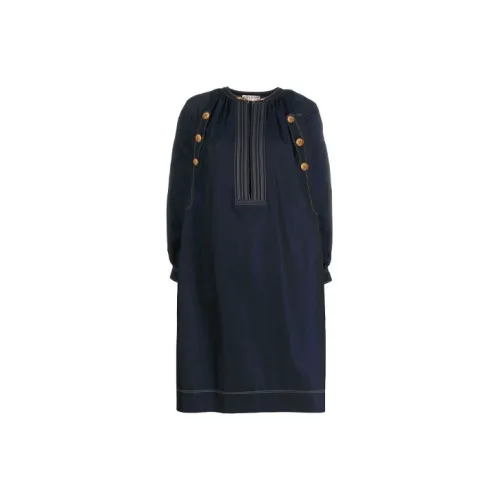 GIVENCHY Длинное платье с длинными рукавами женское синее