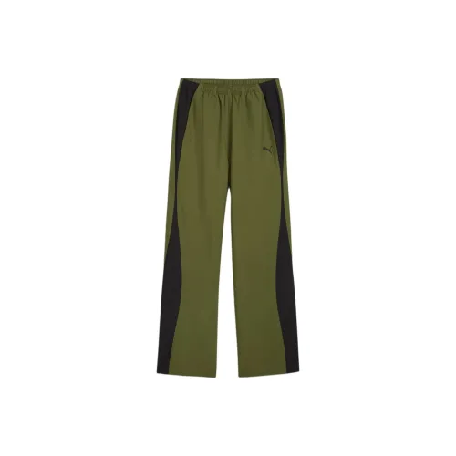 PUMA Вязаные тренировочные брюки женские оливково-зеленые