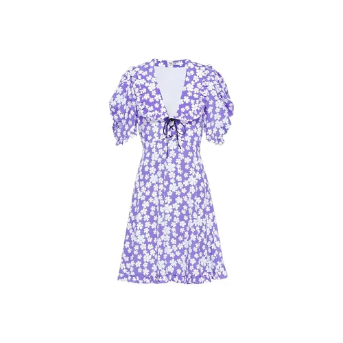 MIU MIU SS22 Короткий рукав Платье Женское Фиолетовое