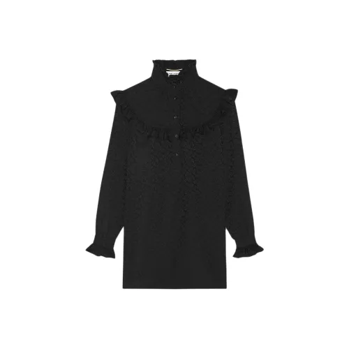 SAINT LAURENT FW22 Длинное платье с длинным рукавом женское черное