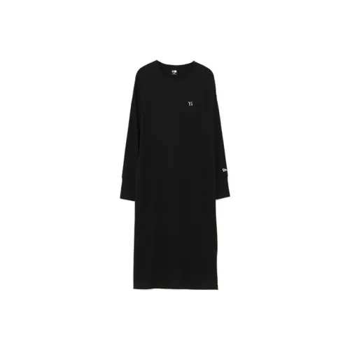 Yohji Yamamoto Черные Женские Длинные Платья с Длинными Рукавами