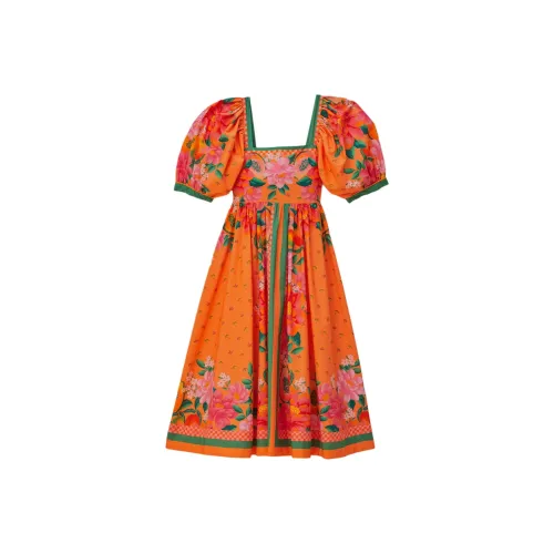 FARM Rio SS24 Короткое платье с короткими рукавами женское оранжевое