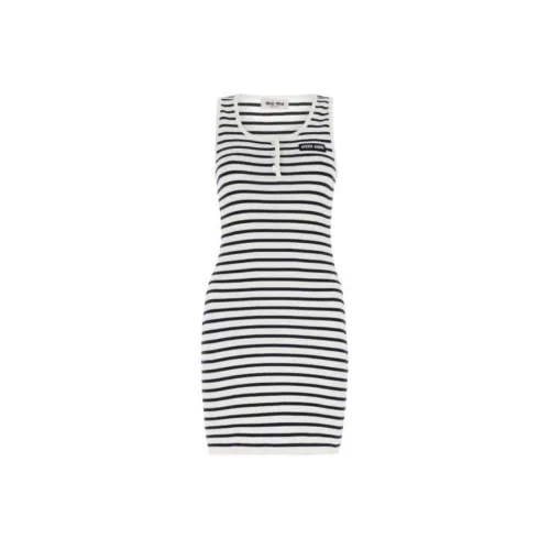 MIU MIU SS23 Без рукавов Платье Женское Черно-белое