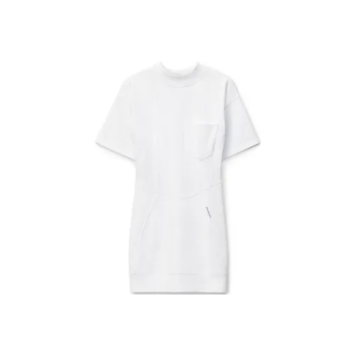 Alexander Wang Белое Женское Короткое Платье с Рукавами