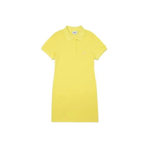 Mlb Base Logo Короткий рукав Платье Женское Желтое