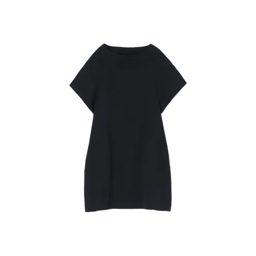 Yohji Yamamoto Черные Женские Короткие Платья с Короткими Рукавами