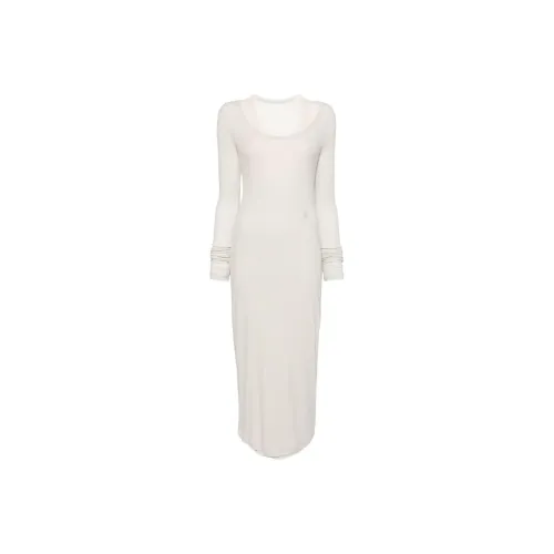 JIL SANDER Экрю Женские Длинные Платья с Рукавами