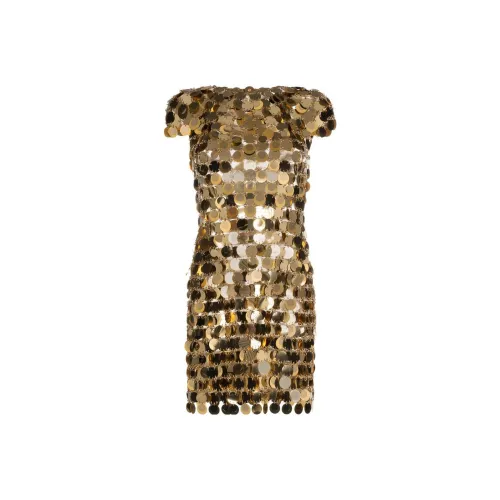 Paco Rabanne Желтые Женские Короткие Платья с Рукавами