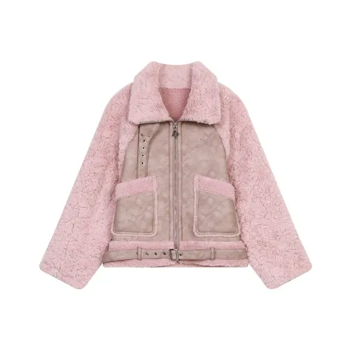 ELF SACK Хлопковый пуховик женский цвет вишневый цветок розовый