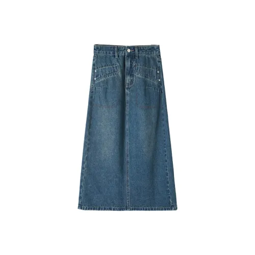 HIPPIEMISS Denim Long Skirt Women's Vintage Blue HIPPIEMISS Деним Длинная Юбка Женская Винтажный Синий