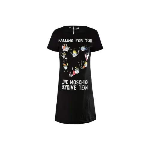 MOSCHINO Черное Женское Короткое Платье с Рукавами