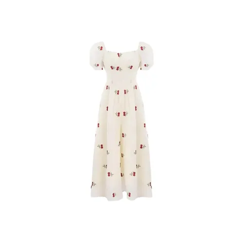 COSYISM Короткое платье с короткими рукавами женское белое