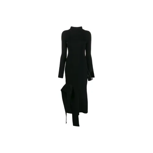 Off Белый SS21 Черный Женские Длинные Платья с Рукавами
