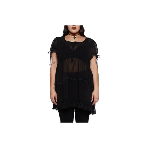 Dolls Kill Widow Плюс Loves Луна Платье бэбидолл Короткий рукав Женское Черное Черное