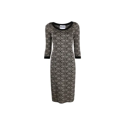 MOSCHINO Длинное платье с длинными рукавами женское черное