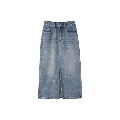 HIPPIEMISS Denim Long Skirt Women's Blue