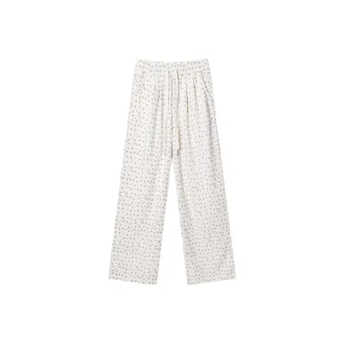 ZAVK Повседневные брюки Женские Цветочные Белые