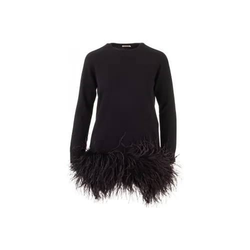 SAINT LAURENT Длинное платье с длинными рукавами женское черное