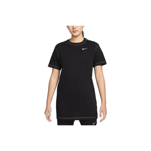 NIKE Черные Женские Платья с Коротким Рукавом