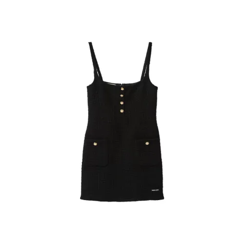 MIU MIU FW23 Slip Платье Женское Черное