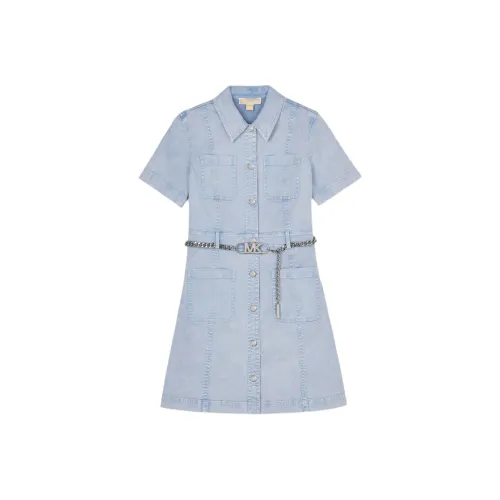 MICHAEL KORS SS24 Короткое платье с короткими рукавами женское светло-синее