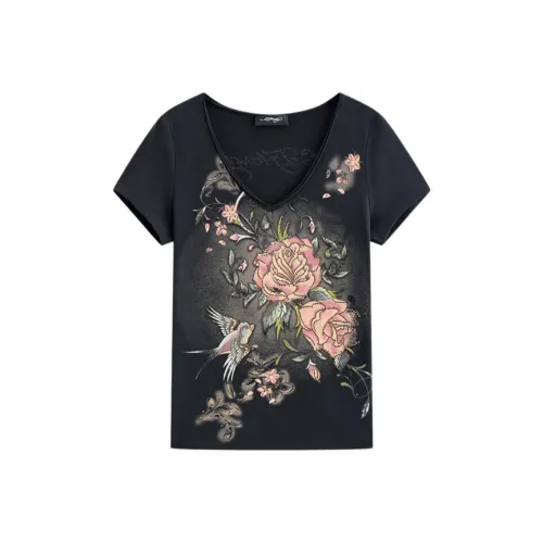 Ed Hardy SS25 T-Shirt Женская Черная