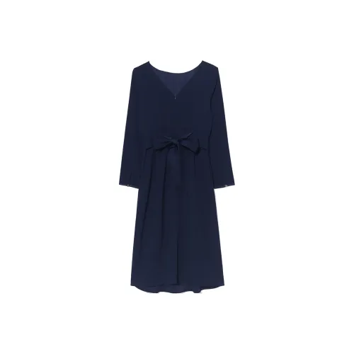 GOELIA Длинное платье с длинными рукавами женское темно-королевский синий