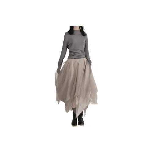 MARC LE BIHAN Pearl Gray Женские Длинные Платья с Рукавами