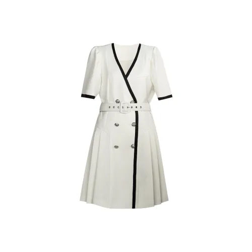 ROEYSHOUSE Короткое платье с короткими рукавами женское абрикосового цвета