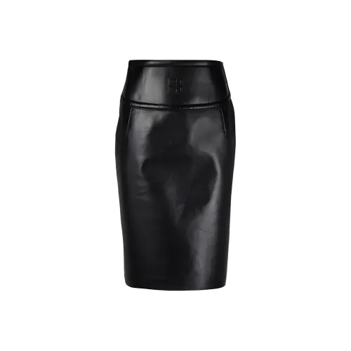 Givenchy Кожа Длинная Юбка Женская Черная