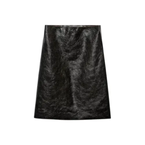 PRADA SS24 Кожа Длинная Юбка Женская Черная
