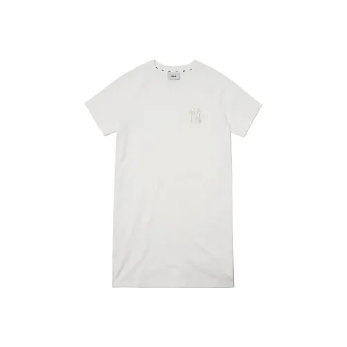 Mlb Base Logo Нью-Йорк Янкис Короткий рукав Платье Женское белое