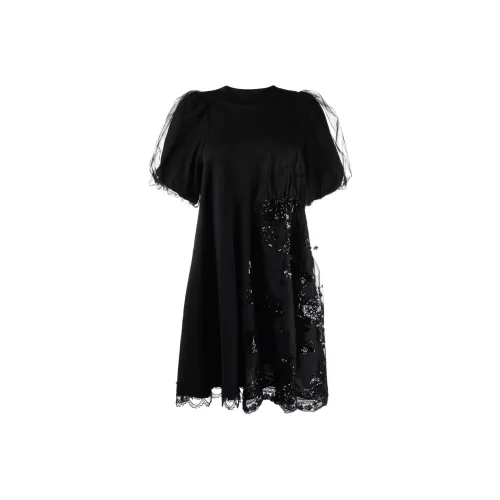 SIMONE ROCHA Черное Женское Короткое Платье с Рукавами