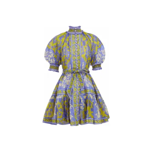 Zimmermann Бирюзовый Женские Короткие Платья с Рукавами