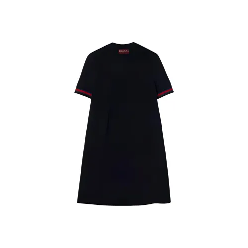 GUCCI SS24 Короткое платье с короткими рукавами женское темно-синий