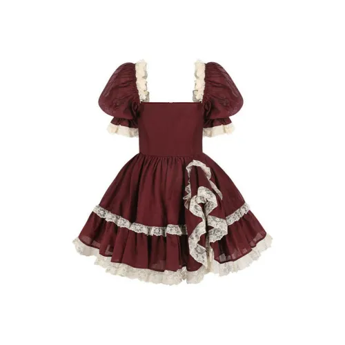 Selkie Бургундский Женские Платья с Коротким Рукавом