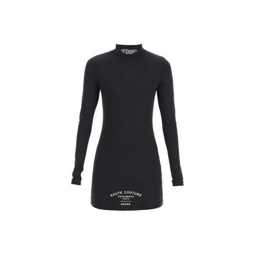 Vetements Черное Женское Длинное Платье с Рукавами
