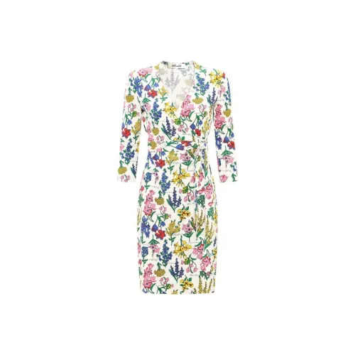 DVF Diane Von Furstenberg FW23 Длинное платье с длинными рукавами женское многоцветное