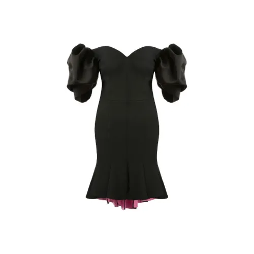 Alexander McQueen Black Женские Короткие Платья с Рукавами