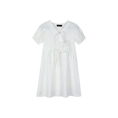 EIDOLON GRAIN Короткий рукав Платье Женское Белое