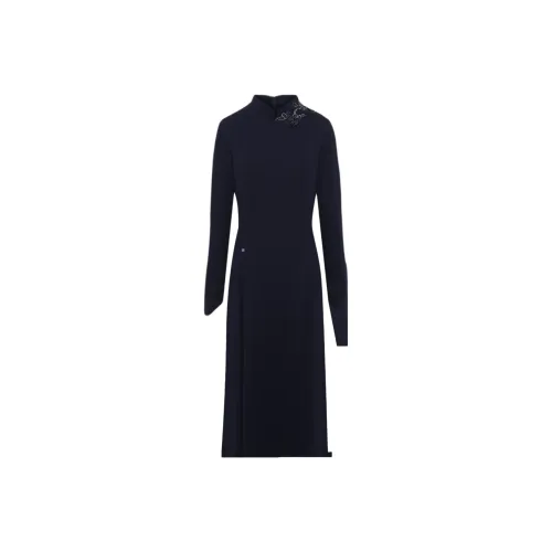 BBLLUUEE Длинное платье с длинными рукавами женское чернильно-синий