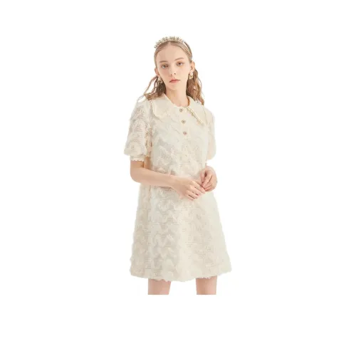 JORYAweekend Короткий рукав Платье Женское Экрю