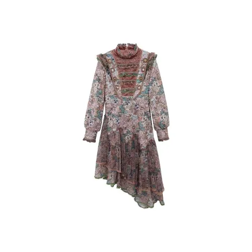 LULUALWAYS Розовый Женские Длинные Платья с Длинными Рукавами